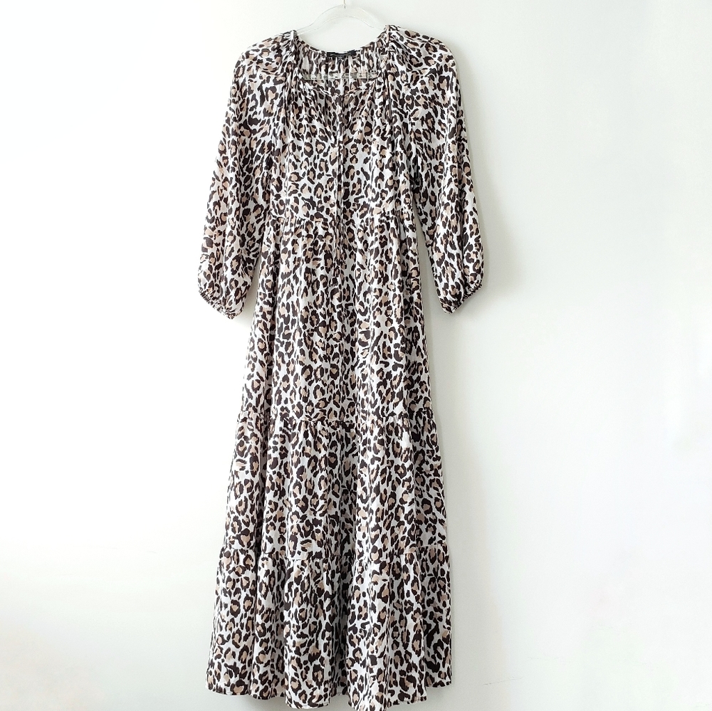 NEW Banana Republic Tiered Maxi Boho Dress Leopard